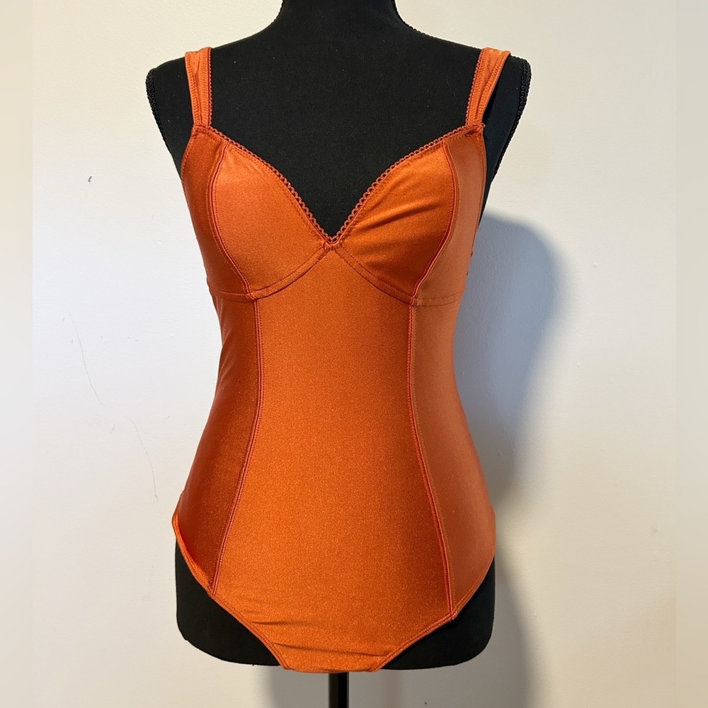 Burnt Orange Sexy Thong Bodysuit by Out From Under (Urban Outfitters); Small